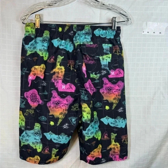 Boys Extra Large Xl Hurley Board Swim Short Black Blue Pink - Picture 3 of 3